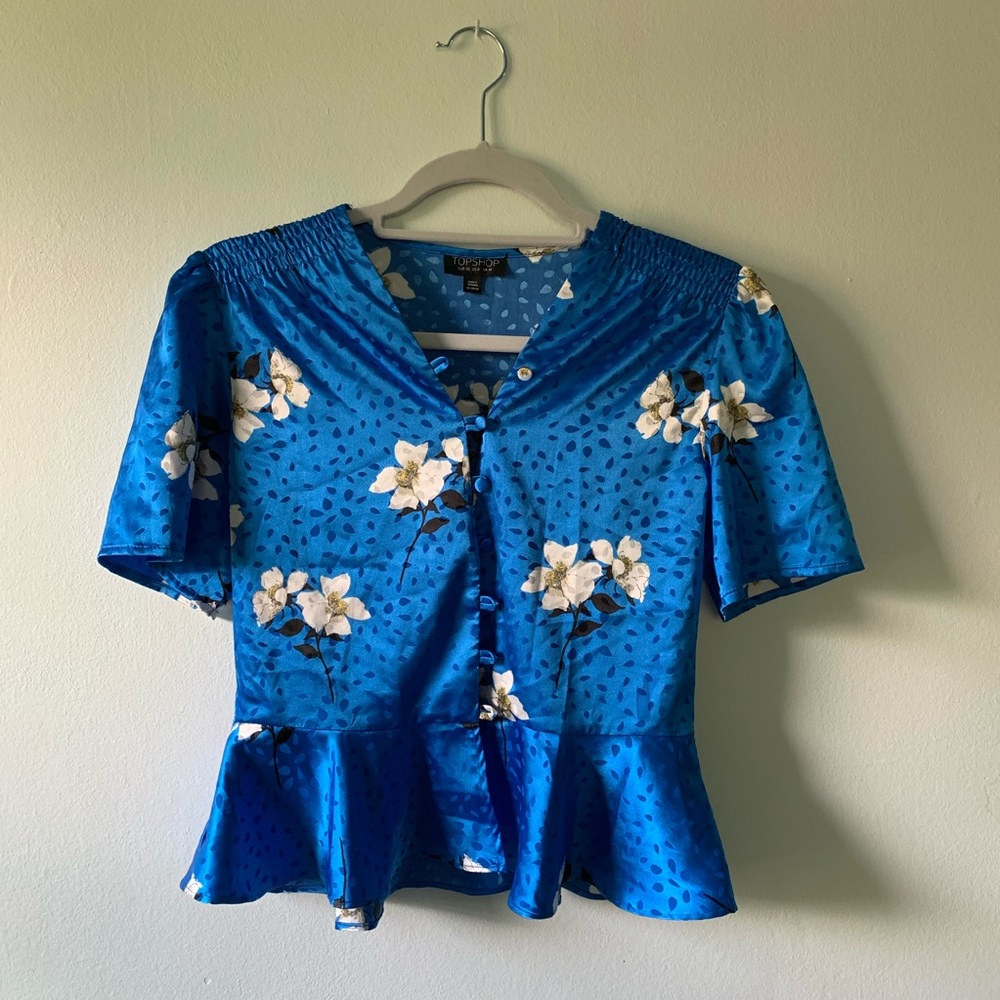 Top Shop Blue peplum top